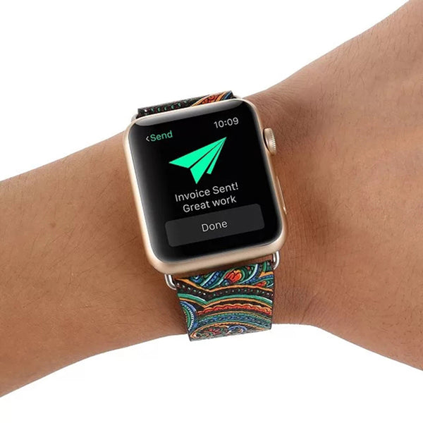 Vintage Folk Painting Watch Strap .